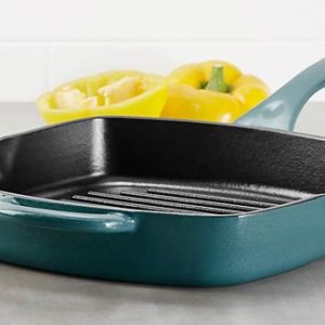 5. Ayesha Curry 46963 Cast Iron Grill Frying Pan & Twilight Teal